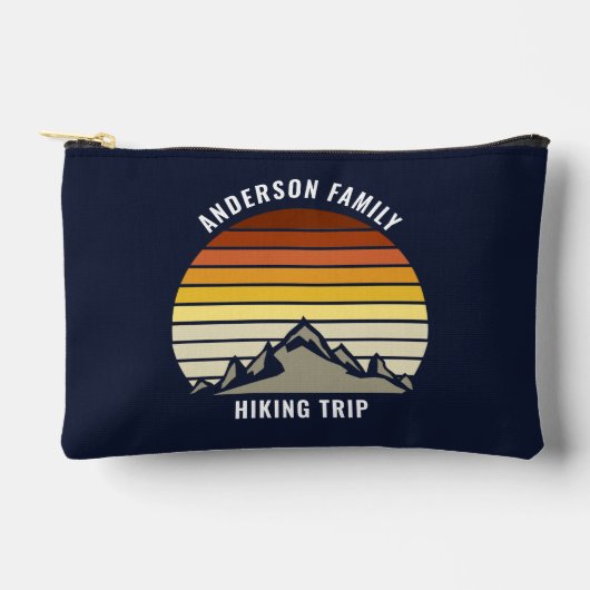 カスタムマウンテンサンセットネイビーブルーハイキング アクセサリーポーチ (正面)
