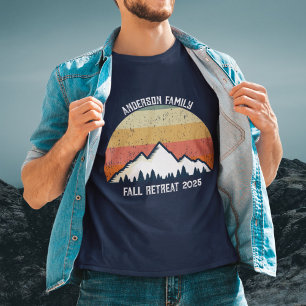 カスタムマウンテンサンセットファミリー懇親会ネイビーブルー Tシャツ
