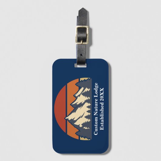 カスタムマウンテンサンセット自然リトリートトラベルロッジ ラゲッジタグ (正面縦)