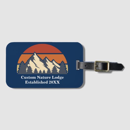 カスタムマウンテンサンセット自然リトリートトラベルロッジ ラゲッジタグ (正面横)