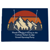 カスタムマウンテンサンセット自然リトリートブルー ラージペーパーバッグ (正面)