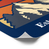 カスタムマウンテンズサンセットログキャビンホームブルー ポスター (角)