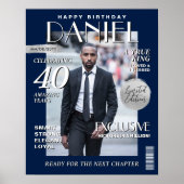 カスタムマガジンカバーモダン誕生日ポートレート ポスター (正面)