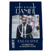 カスタムマガジンカバーモダン誕生日抱き枕 ミディアムペーパーバッグ (裏面)