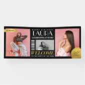 カスタムマガジンカバー モダン誕生日バナー 横断幕 (横)