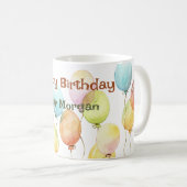 カスタムマグカップハッピーバースデーかわいい水彩風船 コーヒーマグカップ (正面右)