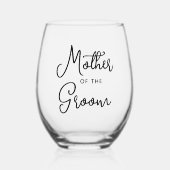 カスタムマザーオブザグルームブラック文字フォント ステムなしワイングラス (正面)