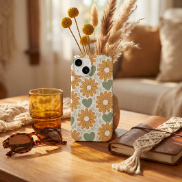 カスタムマザー レトロ グルーヴィー ヒッピーフラワー & ハート Case-Mate iPhone 14ケース