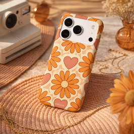 カスタムマザー レトロ グルーヴィー ヒッピーフラワー ハート Case-Mate iPhone 14ケース
