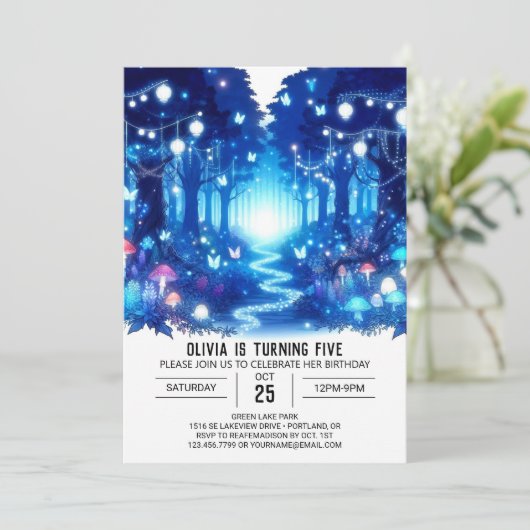 カスタムマジカルウッドランドデジタル誕生日 招待状 (スタンド正面)