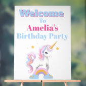 カスタムマジカルレインボーユニコーン誕生日ウェルカム アクリルサイン (ニュートラル)