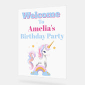 カスタムマジカルレインボーユニコーン誕生日ウェルカム アクリルサイン (傾斜)