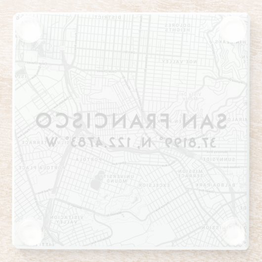 カスタムマップと座標テンプレート |サンフランシスコ ガラスコースター (裏面)