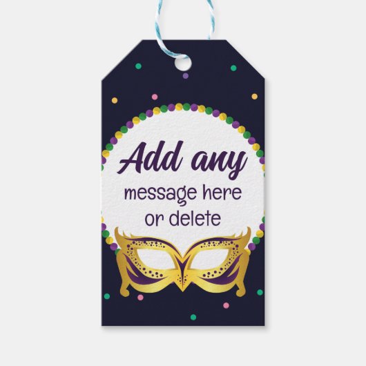 カスタムマルディグラステーマパーティおもしろいフェスティバルビーズ ギフトタグ (正面)