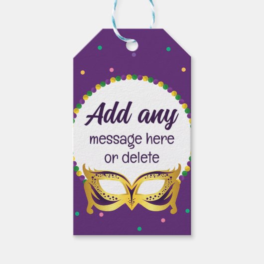 カスタムマルディグラステーマパーティおもしろいフェスティバルビーズ ギフトタグ (正面)