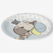 カスタムマンガ男の赤ちゃんキリン ペーパープレート (アングル)