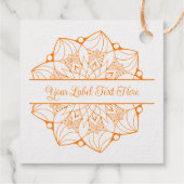 カスタムマンダラフォイルラベルラベル – オレンジ色アクセント フェイバータグ (裏面)