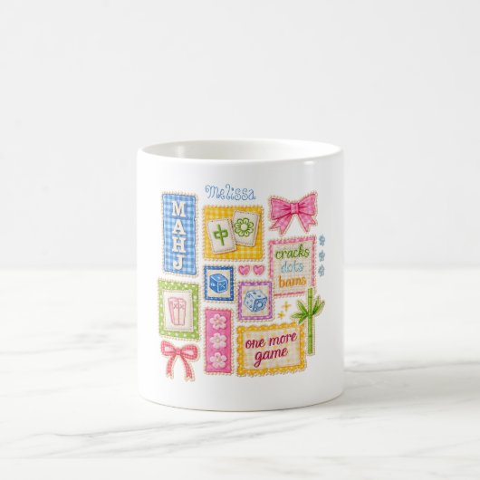 カスタムマージャンパッチフェイク刺繍 コーヒーマグカップ (中央)