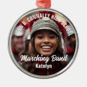 カスタムマーチングバンド写真高校クリスマス メタルオーナメント (正面)