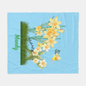 カスタムマーチ誕生フラワーズ&ストーン フリースブランケット (正面(横))