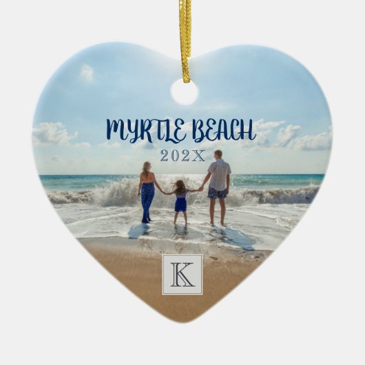 カスタムマートルビーチ変更ビーチ土産 セラミックオーナメント (正面)