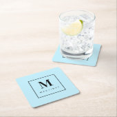 カスタムマーベラス・モノグラムライトブルー スクエアペーパーコースター (インサイチュ)