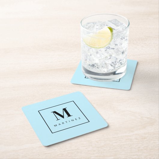 カスタムマーベラス・モノグラムライトブルー スクエアペーパーコースター (インサイチュ)