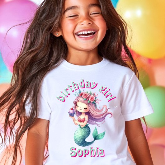 カスタムマーメイドの誕生日 名前  Tシャツ