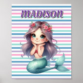 カスタムマーメイドストライプのパターン ポスター (正面)