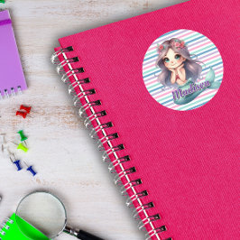 カスタムマーメイドストライプのパターン ラウンドシール