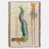 カスタムマーメイドロブスターネイビーコースタルデコール スローブランケット (正面縦)