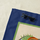 カスタムマーメイドロブスターネイビーコースタルデコール ビーチタオル (インサイチュ)