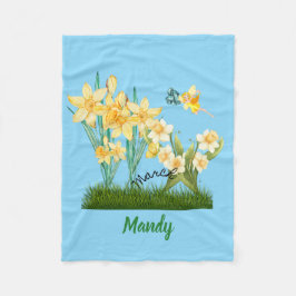 カスタムマー誕生フラワーズ&ストーンフリースブランケット フリースブランケット