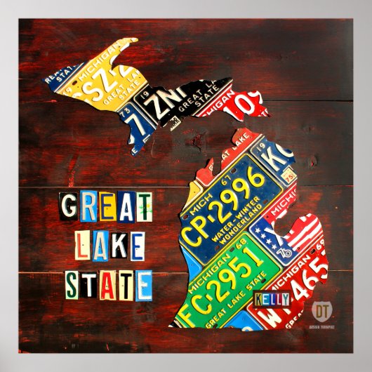 カスタムミシガンライセンスプレートマップ(名前あり) ポスター (正面)