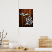 カスタムミシガンライセンスプレートマップ(名前あり) ポスター (キッチン)