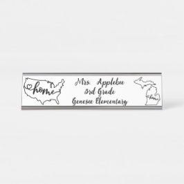 カスタムミシガン州USホームラインアート デスクネームプレート