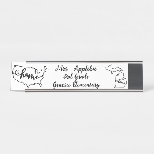 カスタムミシガン州USホームラインアート デスクネームプレート (正面)