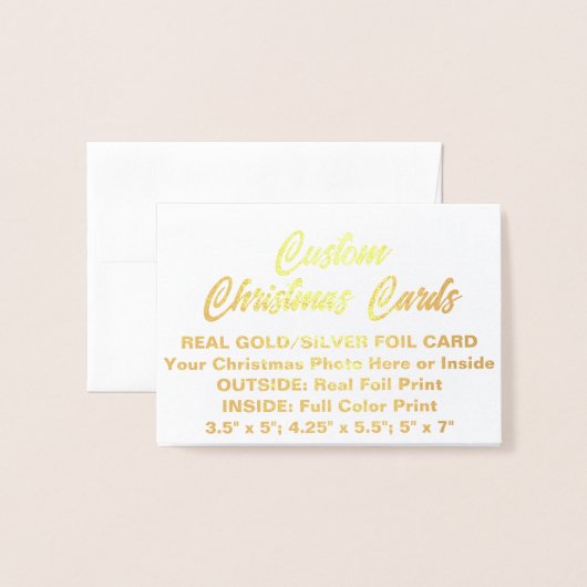 カスタムミニホイル実在パーソナライズされたクリスマスカード 箔カード (封筒付き正面)