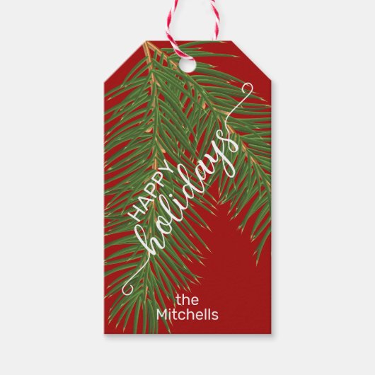 カスタムミニマエレガントリスト暗赤色ホワイト ギフトタグ (正面)