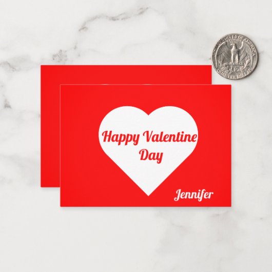 カスタムミニマエレガントリスト書バレンタイン ノートカード (正面/裏面インサイチュ)