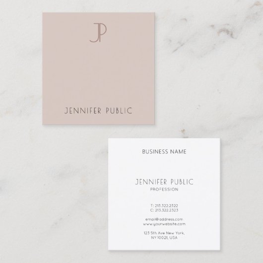 カスタムミニマモダンエレガントリストのモノグラムテンプレート スクエア名刺 (正面/裏面)