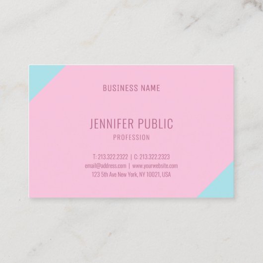 カスタムミニマモダンリストピンクとブルーテンプレート 名刺 (裏面)