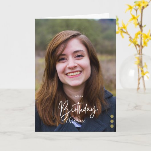 カスタムミニマモダンリスト誕生日 カード (黄色い花)