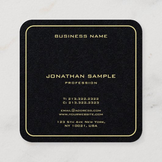 カスタムミニマモダンリスト金ゴールド文字エレガントプレミアム スクエア名刺 (裏面)