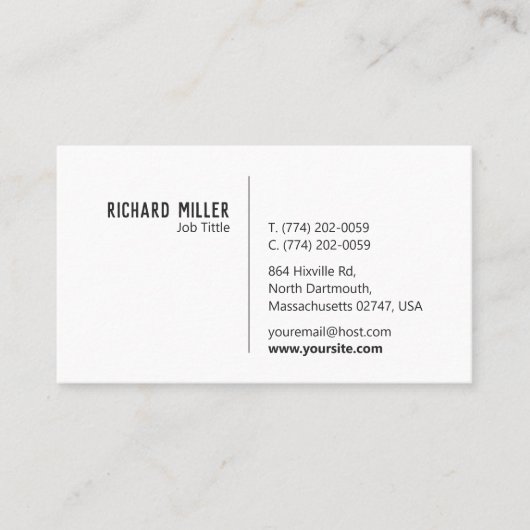 カスタムミニマモダンリスト、ダークグレー。 名刺 (正面)