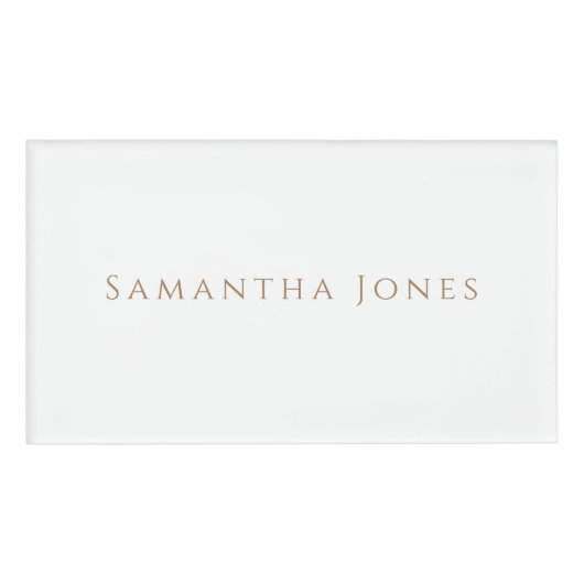 カスタムミニマモダン結婚リスト金ゴールド白 名札 (正面)