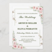 カスタムミニマリストエレガントなウェディング招待状カード 招待状 (正面/裏面)