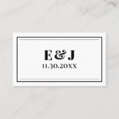 カスタムミニマリスト白黒結婚ズ プレイスカード (裏面)