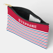カスタムミニマリスト赤と青ストライプのモダン アクセサリーポーチ (見開き)