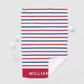 カスタムミニマリスト赤と青ストライプのモダン ゴルフタオル (インサイチュ)